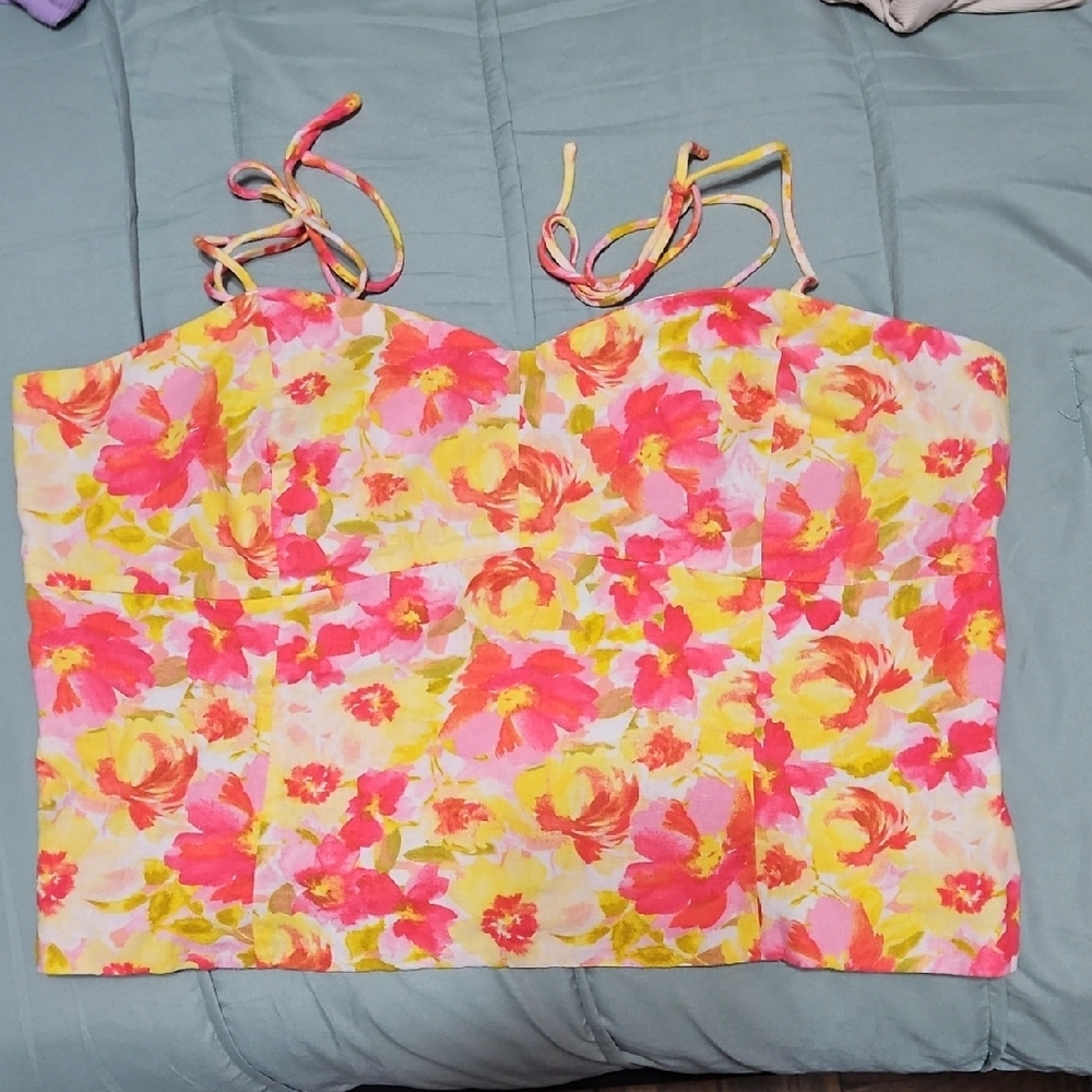 Old Navy Pink and Yellow Floral Camisole